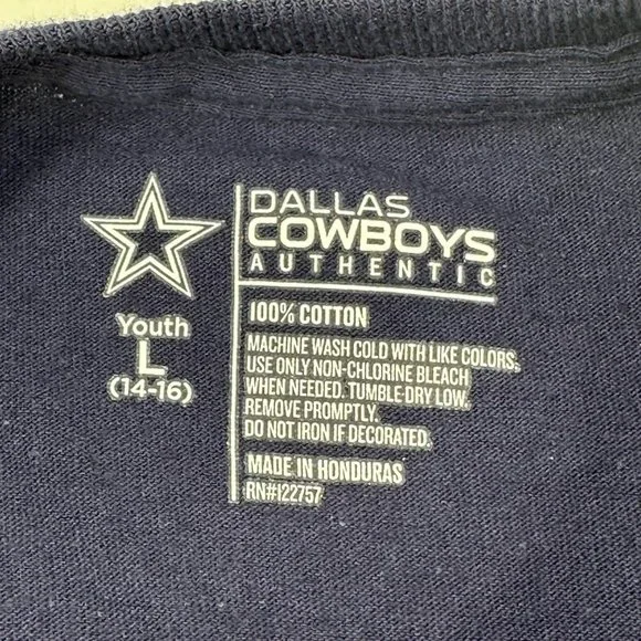 Dallas Cowboys Youth Large 16-18 Tee Shirt Short Sleeve Blue New With Tags - Picture 6 of 13